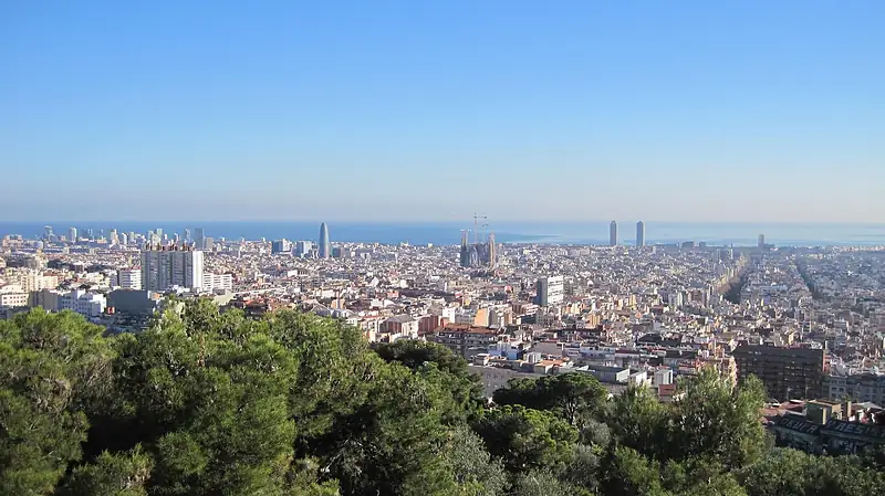 Barcelona spread out to the Mediterranean sea